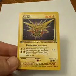 Pokemon TCG Zapdos 1st Edition Fossil 30/62 Rare Regular 80 HP Basic Card - Image 1