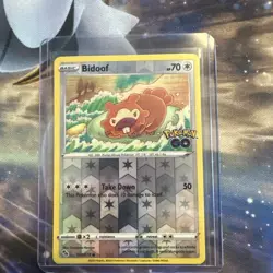 Pokemon TCG Bidoof Reverse Holo Common Card 059/078 Pokemon Go Ditto Card NM - Image 1