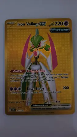 Pokemon TCG Iron Valiant EX Paradox Rift 261/182 Gold Hyper Rare Full Art NM - Image 1