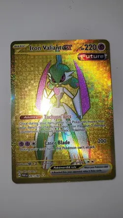 Pokemon TCG Iron Valiant EX Paradox Rift 261/182 Gold Hyper Rare Full Art NM - Image 2