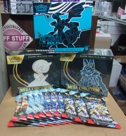 POKEMON (2) MEGA EVOUTION + BLACK BOLT ETB + (12) STELLAR CROWN SLEEVED PACKS - Image 1