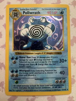 Poliwrath Base Set Shadowless Holo Rare 13/102 Vintage 1999 WOTC Pokemon TCG - Image 3