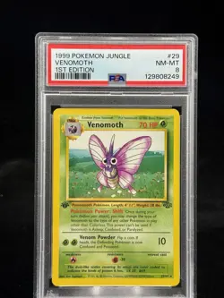 Venomoth #29 1st Edition Jungle Non-Holo Pokemon 1999 PSA 8 🍃 - Image 1