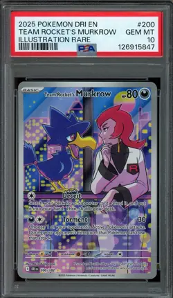 Team Rocket's Murkrow Pokemon 2025 S&V Destined Rivals Illustration Rare PSA 10 - Image 1