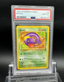 1999-2000 Pokemon Red Logo Fossil 3rd Print Ekans 46/62 PSA 10 Gem Mint - Image 1