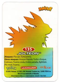 JOLTEON #135 LAMINCARD COLECCION POKEMON LAMINCARDS 2005 EDIBAS (USADA) - Image 2