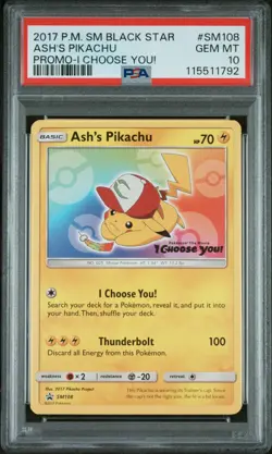 2017 Pokemon SM Black Star Promo Ash's Pikachu #SM108 PSA 10 GEM MINT - Image 2