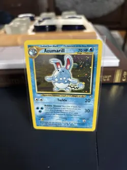 Azumarill Neo Genesis Holo Card 2/111 Unlimited Rare Swirl LP/DMG.Description - Image 1