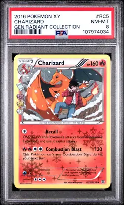 2016 POKEMON XY GENERATIONS RADIANT COLL #RC5 CHARIZARD PSA 8 - Image 1
