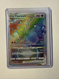 Pokemon TCG Charizard VSTAR Rainbow Secret Rare Card Brilliant Stars 174/172 - Image 1