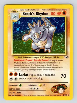 Brock's Rhydon 2/132 Gym Heroes Holo Pokemon Card LP! - Image 1