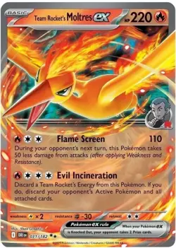 Pokemon TCG Team Rockets Moltres EX Holo Rare Card 31/182 NM/M - Image 1