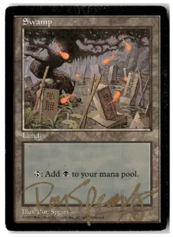 MTG Swamp - Blue Pack (Spears) - APAC Lands Signed Heavily Played English - Image 1