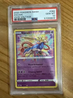 2020 SWSH Zacian PSA 10 Sword & Shield #082/185 Vivid Voltage Pokemon Card #082 - Image 1