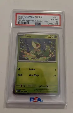SNIVY 001 PSA 10 POKEMON BLK EN-BLACK BOLT UNOVA POSTER COLLECTION POP 30 - Image 1