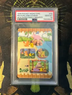 Pokemon Japanese Pikachu and Others 09 Sealdass Fancy Graffiti PSA 10 - Image 1
