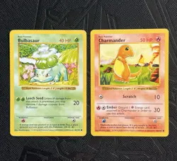 Pokemon TCG Shadowless Base Set Charmander/Bulbasaur (Length/Length Error) - MP - Image 1