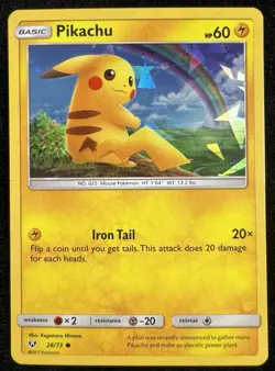Pikachu 28/73 Cracked Ice Holo Promo Pokemon 2017 Shining Legends Deck - Image 1