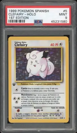1999 Pokemon SPANISH 1st Edition Base Set Clefairy Holo 5/102 PSA 9 MINT - Image 1