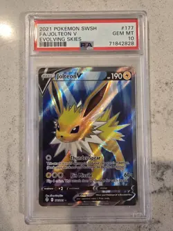 2021 Pokemon SWSH FA/JOLTEON V Evolving Skies #177- Graded 10 GEM MT - Image 1