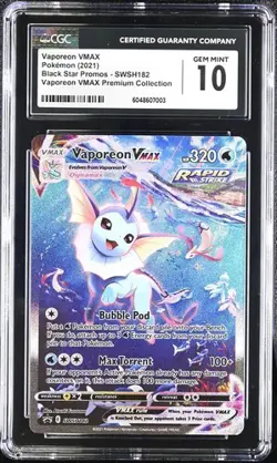 CGC Gem Mint 10 Vaporeon VMAX SWSH182 Pokemon Black Star Promo - Image 3