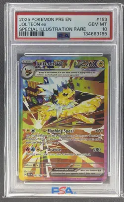 2025 POKEMON PRISMATIC EVOLUTIONS SPECIAL ILLUSTRATION RARE JOLTEON EX PSA 10 - Image 1