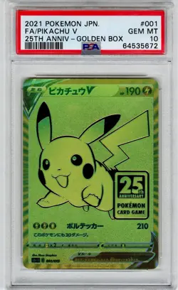 2021 Pokemon JPN. 25th Anniv - Golden Box FA/Pikachu V #001 PSA GEM MT 10 - Image 1