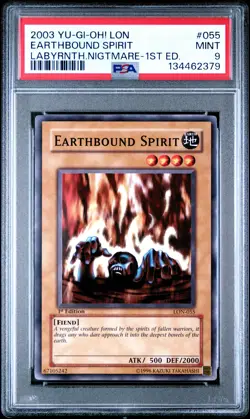 2003 YU-GI-OH! LON-LABYRINTH OF NIGHTMARE 1ST ED #055 EARTHBOUND SPIRIT PSA 9 - Image 1
