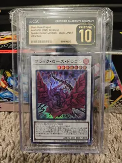 CGC PRISTINE 10 Yugioh Black Rose Dragon QCAC - JP003 Ultra Rare - Image 1