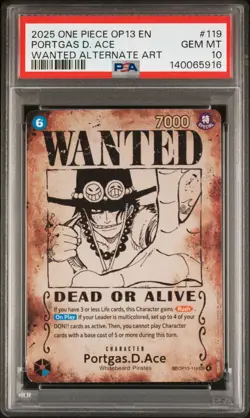 2025 ONE PIECE OP13-CARRYING ON HIS WILL #119 PORTGAS D. ACE PSA 10 FREESHIPPING - Image 1