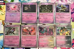 Pokemon TCG Prismatic Evolutions Pokeball Reverse Holo Bundle 8 Unique Cards - Image 1
