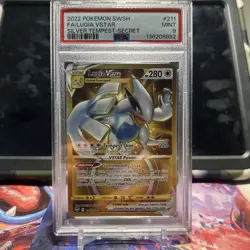 Pokemon TCG Silver Tempest Lugia VSTAR Card 211/195 Gold Secret Rare PSA 9 - Image 1