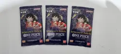 3 Romance Dawn Booster Pack Pre Errata Alpha Blue Bottom One Piece Card Game Box - Image 1