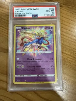 2020 SWSH Zacian PSA 10 Sword & Shield #082/185 Vivid Voltage Pokemon Card #082 - Image 1