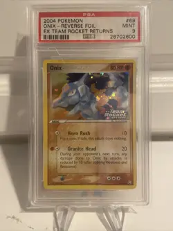 2004 Pokemon PSA 9 Reverse Foil Onix - 69/109 Ex Team Rocket Returns MINT 9 - Image 1