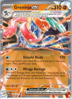 Greninja ex 106/167 - Double Rare Holo 2024 Pokemon TCG Twilight Masquerade NM - Image 1