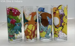 Pokemon Starter Evolutions Glassware Set of 4 Glasses,10 Oz Silver Buffalo - Image 1