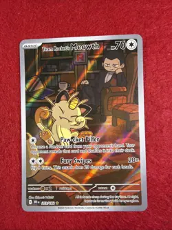 Pokemon TCG Team Rocket's Meowth 203/182 Destined Rivals Illustration Rare - Image 1