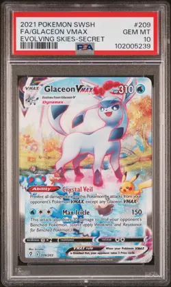 2021 POKEMON SWORD & SHIELD EVOLVING SKIES SECRET FULL ART/GLACEON VMAX PSA 10 - Image 1