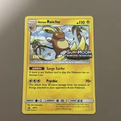 Pokemon PRERELEASE STAFF RAICHU SM72 | NM Near Mint Crimson Invasion | 2017 - - Image 1