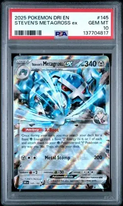 2025 POKEMON DRI EN-DESTINED RIVALS #145 STEVEN'S METAGROSS EX PSA GEM MINT 10 - Image 1