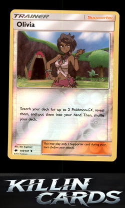Reverse Holofoil Olivia 119/147 Pokemon Uncommon SM - Burning Shadows Card NM - Image 1