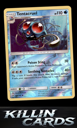Reverse Holofoil Tentacruel 24/145 Pokemon Uncommon SM - Guardians Rising Card N - Image 1