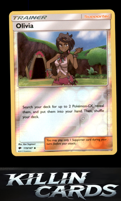 Reverse Holofoil Olivia 119/147 Pokemon Uncommon SM - Burning Shadows Card NM - Image 1