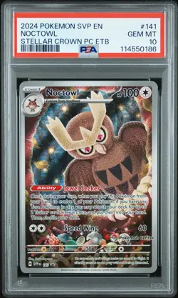 PSA 10 GEM MINT - Noctowl SVP 141 Pokemon Center PC STAMPED ETB Promo Card - Image 3