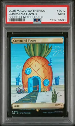 2025 Magic The Gathering SpongeBob Secret Lair Command Tower Foil #7012 PSA 9 88 - Image 1