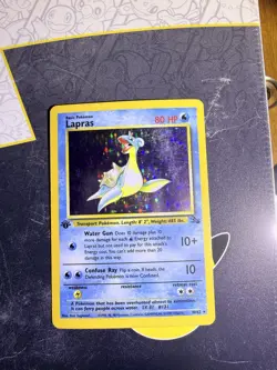 Pokemon TCG Lapras Fossil Holo First Edition 10/62 Rare Card - Image 1