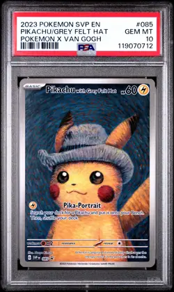 2023 POKEMON SVP EN-SV BLACK STAR PROMO #085 PIKACHU WITH GREY FELT HAT PSA 10 - Image 1