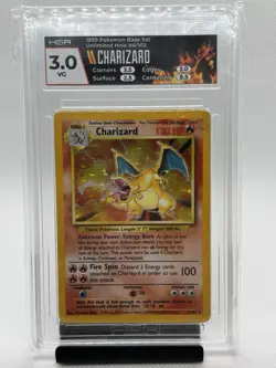 1999 POKEMON BASE SET UNLIMITED #4 CHARIZARD-HOLO HGA 3 SUPER RARE - Image 1