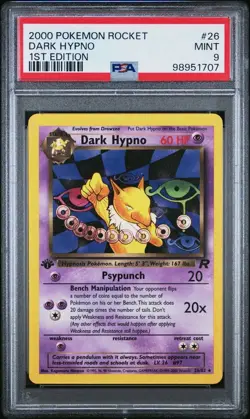 2000 POKEMON ROCKET DARK HYPNO 1ST EDITION #26 PSA MINT 9 VINTAGE ! - Image 1